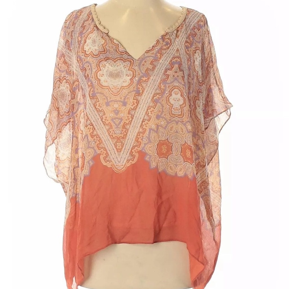 MAEVE | Boho Orange Silk Tunic Top MEDIUM